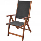 Chaise pliable 2 pièces en bois d'acacia noir
