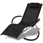 Transat chaise longue bain de soleil lit de jardin terrasse meuble d'extérieur géométrique d'extérieur acier noir et gris helloshop26 02_0012778