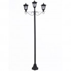 Lampadaire led solaire de jardin avec 3 lampes brooklyn noir
