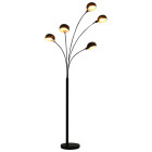 Lampadaire 200 cm 5 x e14 noir et doré