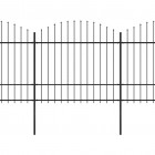 Clôture de jardin à dessus en lance Acier (1,5-1,75)x5,1 m Noir