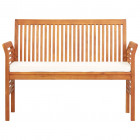 Banc de jardin 2 places avec coussin 120cm bois d'acacia massif