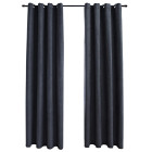 Rideaux occultant avec anneaux métal 2pcs anthracite 140x245cm