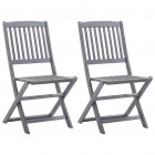 Chaises pliables d'extérieur 2 pcs bois d'acacia solide