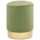 Tabouret vert moutarde et doré velours