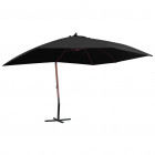 Parasol suspendu avec mât en bois 400x300 cm Noir