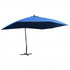 Parasol suspendu avec mât en bois 400x300 cm Bleu