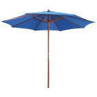 Parasol mobilier de jardin avec mât en bois 300 x 258 cm bleu helloshop26 02_0008117