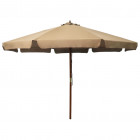 Parasol avec mât en bois 330 cm Taupe