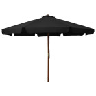 Parasol d'extérieur avec mât en bois 330 cm noir helloshop26 02_0008251