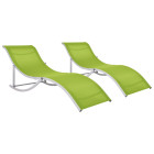 Lot de deux chaises longues pliables textilène vert helloshop26 02_0011954