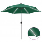 Parasol avec LED et mât en aluminium 300 cm Vert