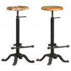 Tabourets de bar 2 pcs fonte et bois de récupération solide