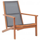 Chaise de jardin gris bois d'eucalyptus solide et textilène
