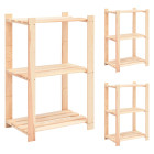 Étagères de rangement à 3 niveaux 3 pcs 60x38x90 cm pin 150 kg