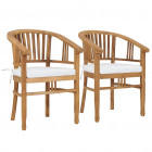 Chaises de jardin avec coussins 2 pcs bois de teck solide