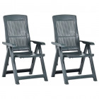 Chaises inclinables de jardin 2 pcs plastique vert