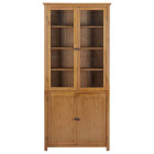 Bibliothèque avec 4 portes 90x35x200 cm bois de chêne et verre