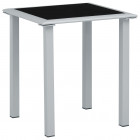 Table de jardin noir et argenté 41x41x45 cm acier et verre