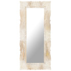 Miroir blanc 110x50 cm bois de manguier massif contemporain