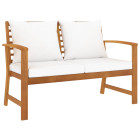 Banc de jardin meuble de patio d'extérieur terrasse avec coussin crème 120 cm bois solide d'acacia helloshop26 02_0011502