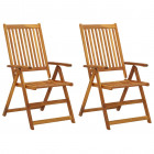Chaises inclinables de jardin bois solide d'acacia - Nombre de chaises au choix