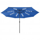 Parasol d'extérieur avec led et mât en métal 400 cm bleu azuré