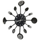 Horloge murale et cuillère avec fourchette noir 40 cm aluminium
