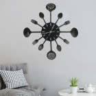 Horloge murale et cuillère avec fourchette noir 40 cm aluminium