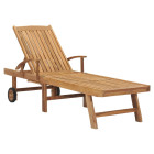 Transat chaise longue bain de soleil lit de jardin terrasse meuble d'extérieur bois de teck solide helloshop26 02_0012713