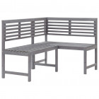 Banc d'angle de jardin gris 140 cm bois solide d'acacia