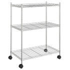 Étagère de stockage 3 niveaux et roues 60 x 35 x 81cm chrome 150 kg helloshop26 02_0000658