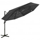 Parasol à 4 niveaux avec mât en aluminium anthracite 3x3 m