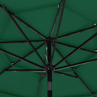 Parasol à 3 niveaux avec mât en aluminium vert 3 m