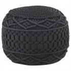 Pouf fait à la main en macramé anthracite 45x30 cm coton