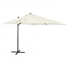 Parasol déporté avec mât et lumières led sable 250 cm