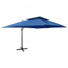 Parasol déporté à double toit bleu azuré 400x300 cm