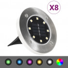 Lampes solaires de sol 8 pcs lumières led couleur rvb