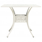 Table de jardin blanc 90x90x73 cm aluminium coulé
