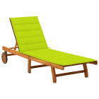 Transat chaise longue bain de soleil lit de jardin terrasse meuble d'extérieur 200 cm avec coussin bois d'acacia solide helloshop26 02_0012392