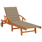 Chaise longue de jardin avec coussin bois d'acacia solide