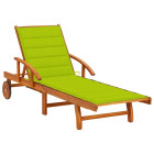 Transat chaise longue bain de soleil lit de jardin terrasse meuble d'extérieur avec coussin bois d'acacia solide helloshop26 02_0012361