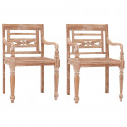 Chaises batavia 2 pcs blanchies bois de teck solide