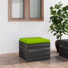 Repose-pied palette de jardin avec coussin bois de pin - Couleur du coussin au choix