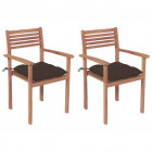 Chaises de jardin 2 pcs avec coussins taupe bois de teck massif