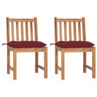 Chaises de jardin 2 pcs avec coussins bois de teck massif