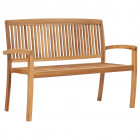 Banc de jardin empilable et coussin 128,5cm bois de teck massif - Couleur du coussin au choix