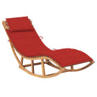 Transat chaise longue bain de soleil lit de jardin terrasse meuble d'extérieur 180 cm à bascule avec coussin bois de teck solide helloshop26 02_0012949