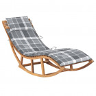 Chaise longue à bascule avec coussin bois de teck solide