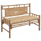 Banc de jardin avec coussin 120 cm bambou